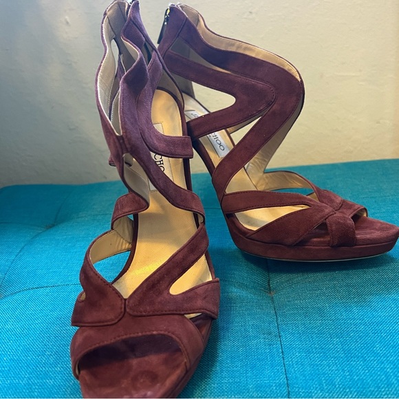 Jimmy Choo strappy red platform heels - Picture 3 of 4